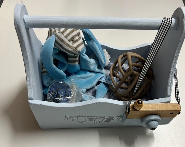 🐻 Blauw Kraamcadeau Jongens – Knuffeldoekje, Bijtspeelbal & Meer | Momtobee