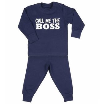 Frogs and Dogs tricot baby pyjama The boss- Navy-