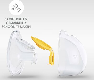 Medela Solo Hands-Free borstkolf &ndash; Enkele elektrische handsfree borstkolf &ndash; Draagbaar - Transparant/Geel &ndash; Inclusief oplaadbare accu