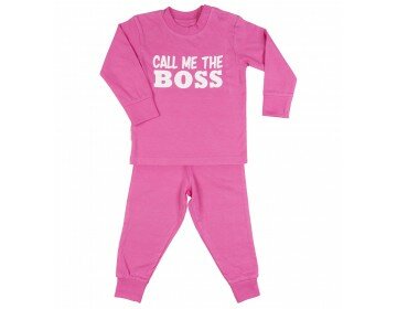 Frogs and Dogs tricot baby pyjama The boss- Pink- 