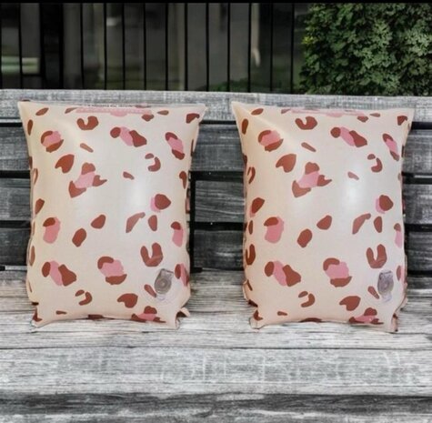 Swim Essentials Zwembandjes – Oudroze Panterprint (0–2 jaar & 2–6 jaar)